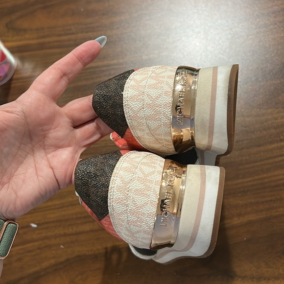 Michael Kors Billie Metallic Platform Trainer Coral and Blue Sneakers - Picture 10 of 12